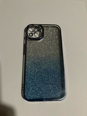 Clear Glitter Gradient Blue iPhone 14 Case